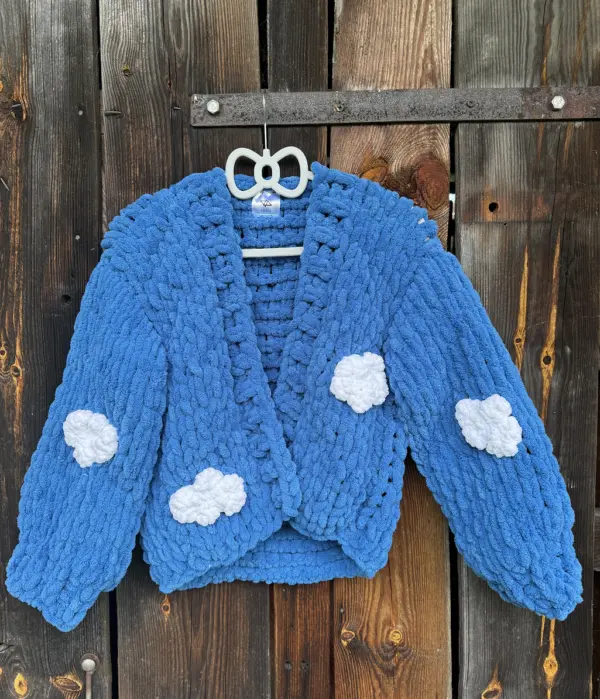Sweter EVENING SKY Ręcznie Robiony Granatowy Kardigan