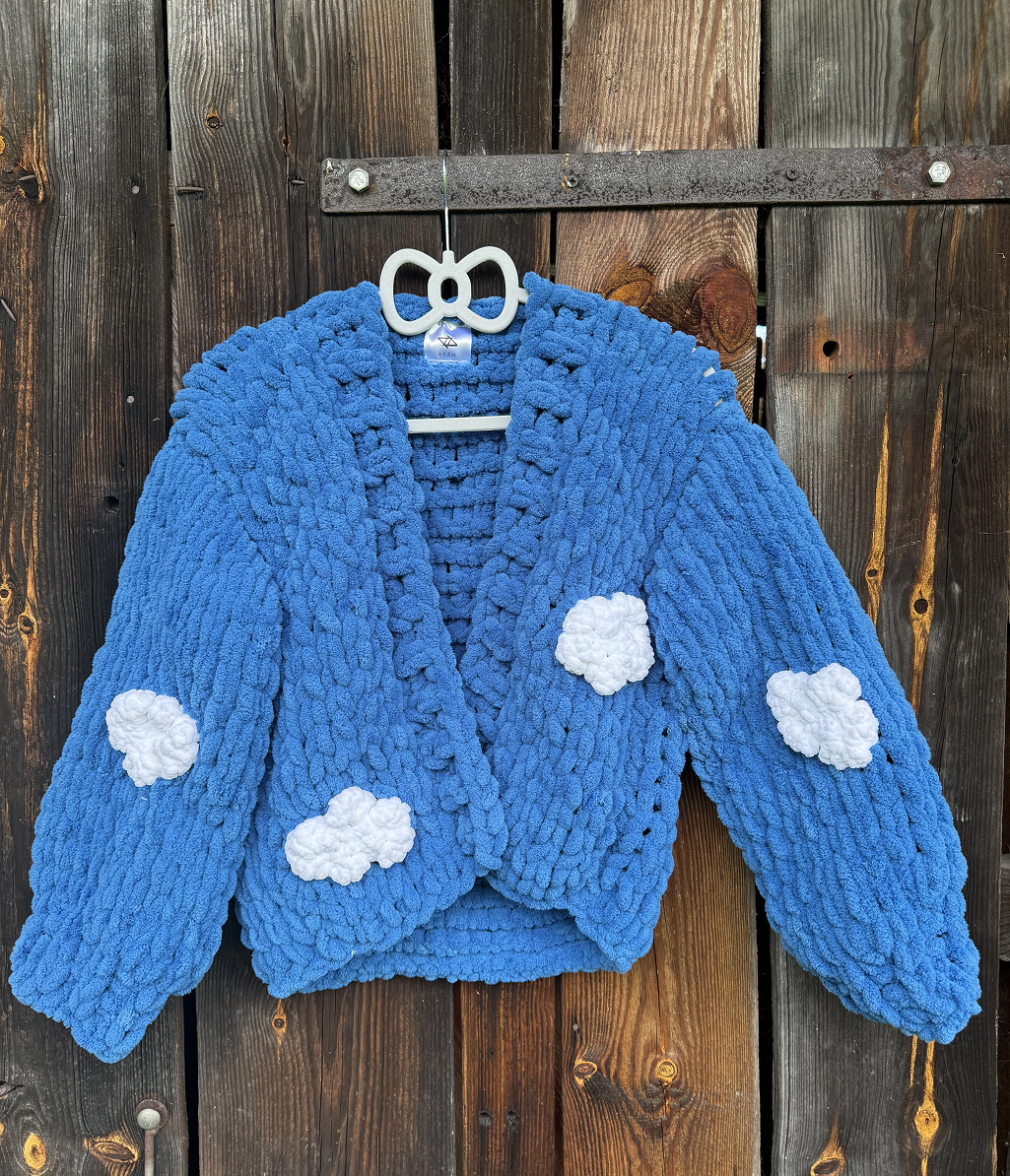 Sweter EVENING SKY Ręcznie Robiony Granatowy Kardigan